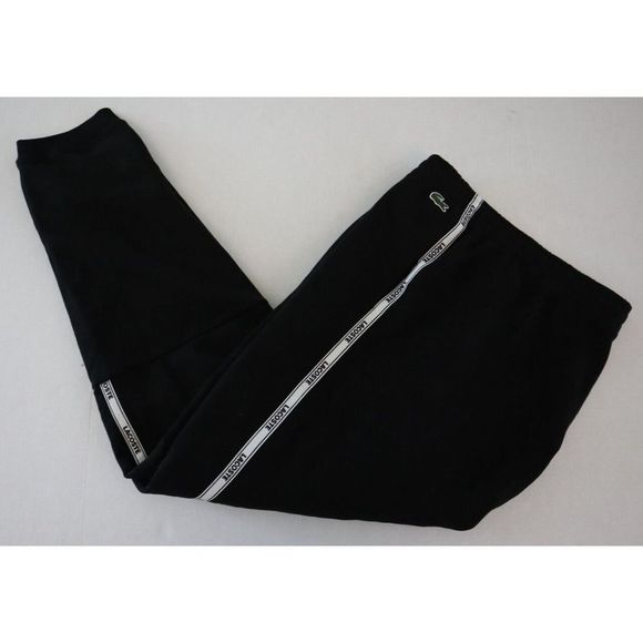 Lacoste XH120851 Men Sz 4XL Black Branded Bands Skinny Fleece Jogging Pants $120 - Picture 10 of 12
